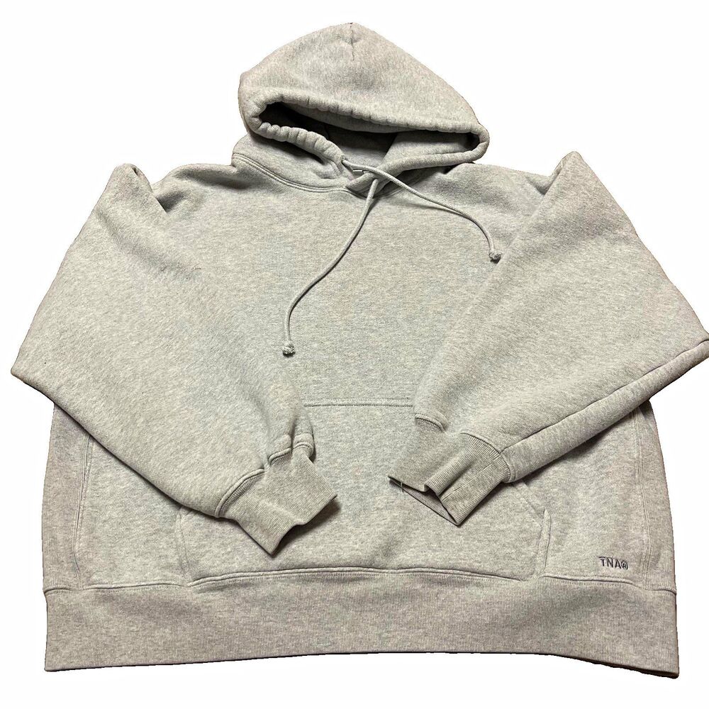 TNA Aritzia Sweatfleece Bubble Fleece Boyfriend Fit Pullover Hoodie L Gray